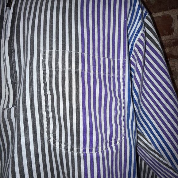PB & Co. Men’s 90’s Striped Rugby Shirt Sz M 1/2 Zip corduroy collar Preppy Frat - Picture 5 of 15